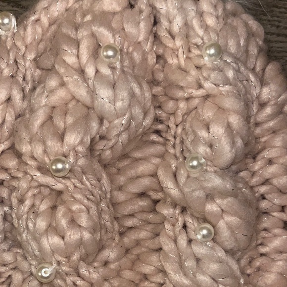 Betsey Johnson Blush Knit Beanie with Faux Fur Pom - Picture 3 of 5